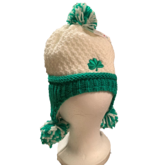 Green and White Knit Cap